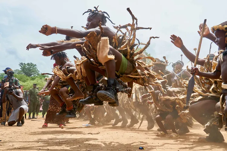 Ngoni youth leap of the ground in an electric display of customary rites. (Image by Lint Studios for Nkwazi Magazine).