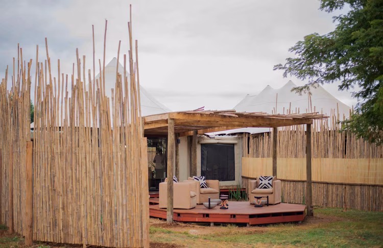 The soft chirping of birds and the breeze rustling through the trees enhance the rustic charm of the tented spa. (Image courtesy of Sirah Spa).