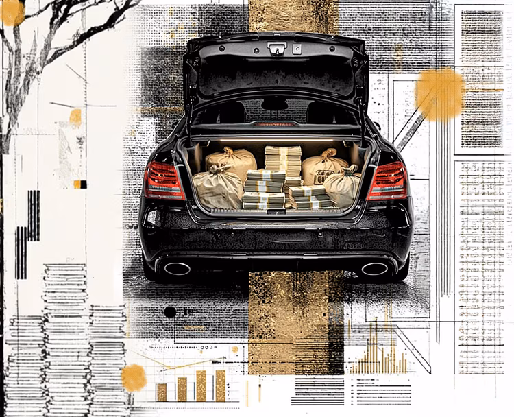 Instead of getting away with the hundreds of thousands they imagined, they pilfered two cellphones, a couple of laptops, and a getaway car from the staff. (Image is artists impression).