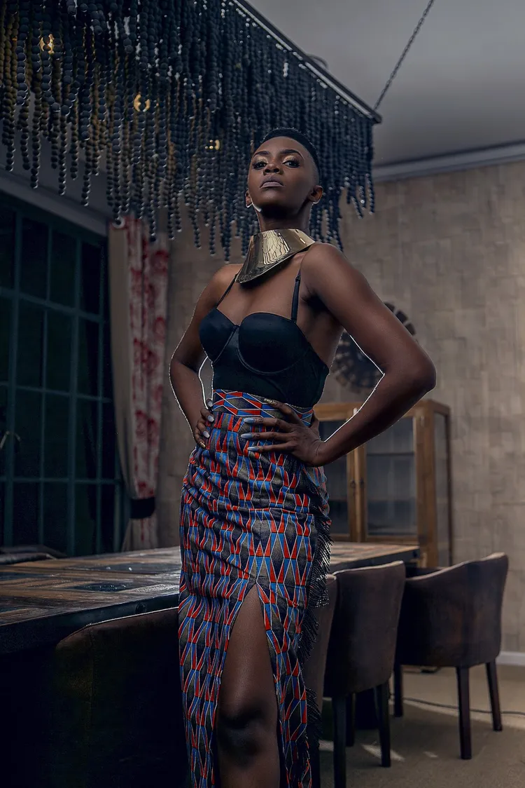 Mwenge’s designs place a strong emphasis on femininity. Image by Nkwazi Magazine.