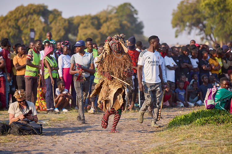 Sakashivi maintains law and order in the main arena and has his own special dance called unyanga which he occasionally performs. (Image by Nkwazi/Justine Kunda).