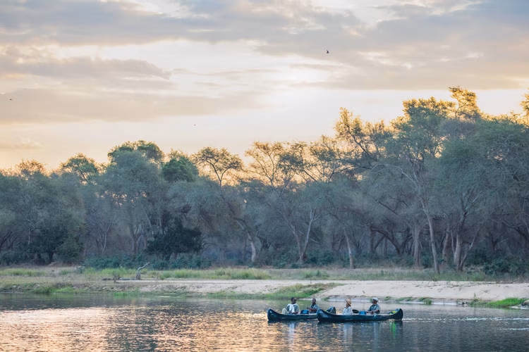 Canoeing the Zambezi’s channels offers front-row seats to nature’s theater. (Image courtesy of Classic Zambia Safaris).