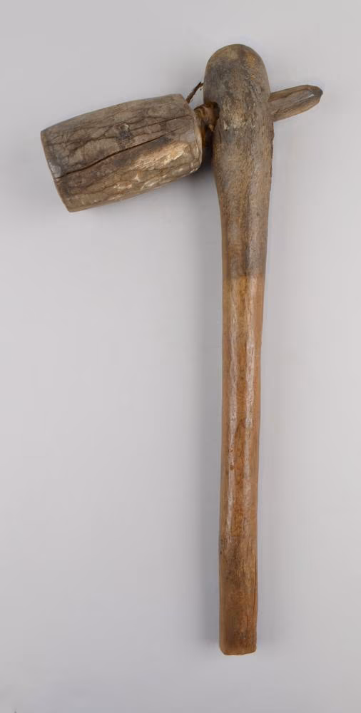 Barkcloth mallet, barkcloth beater made of wood, cloth. (Image courtesy of The British Museum).