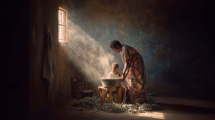 If you ever had a stubborn cough or a congested chest growing up, chances are you were marched into a room, made to sit on a stool, and covered head to toe in a thick chitenge or blanket while someone poured boiling water into a basin. (Image is artist's impression).